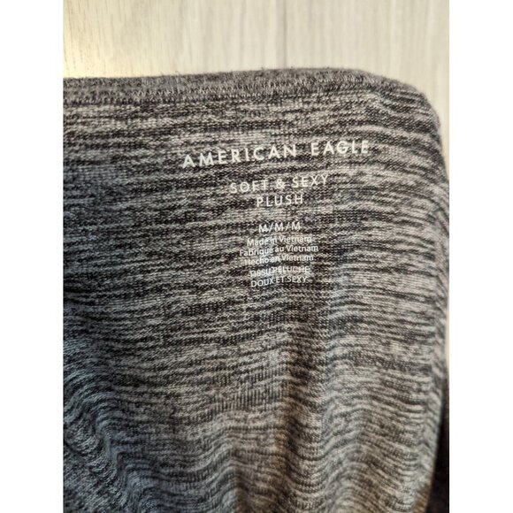 American Eagle Womens Long Sleeve Vneck Shirt Soft & Sexy Plush Medium Gray - Picture 3 of 6